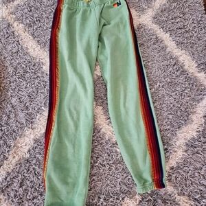 Aviator Nation Green Joggers with Side Stripes